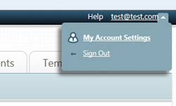 Help tab account settings drop down menu