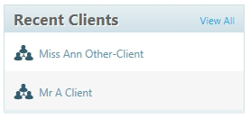 Help tab recent clients