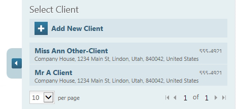 New document select a client