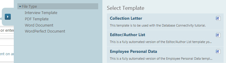 New document select a template