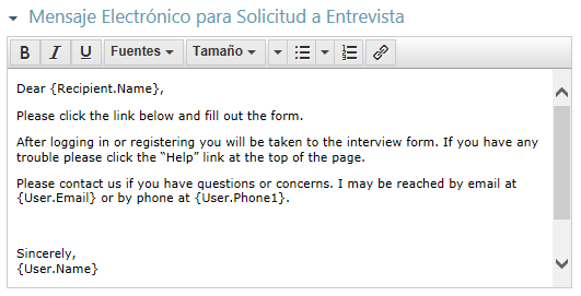 Client interview email content form